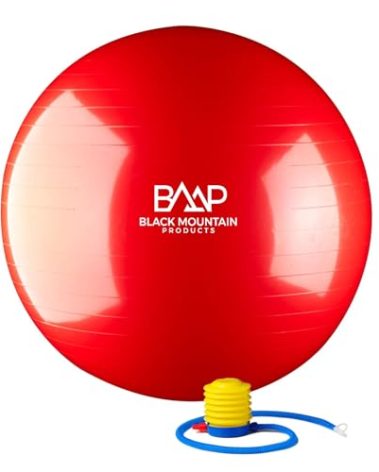 Black Mountain Products Static Strength Exercise Stability Ball with Pump, Red, 65cm/2000 lb