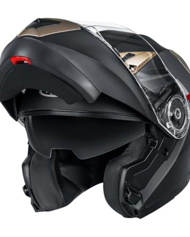 Motorcycle Modular Full Face Helmet DOT Approved - YEMA YM-925 Motorbike Casco Moto Moped Street Bike Racing Helmet with Sun Visor for Adult,Youth Men and Women - Matte Black,L