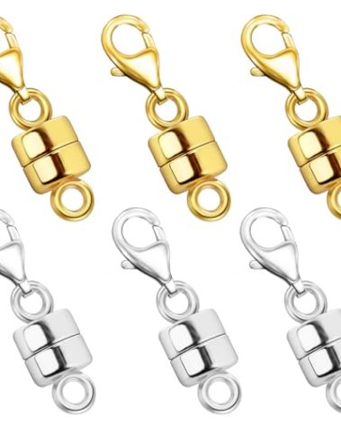 Qulltk Magnetic Necklace Clasp with Lobster Clasp 18K Gold and Silver Magnetic Jewelry Clasps for Necklaces Extender Bracelet Clasps and Closures