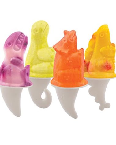 Tovolo Silicone Popsicle Molds with Sticks (Dino) - Ice Pop Molds with 4 Cavities for Homemade Flavored Ice Pops & Frozen Snacks - Popsicle Maker with Drip-Guards, Dishwasher Safe & BPA-Free