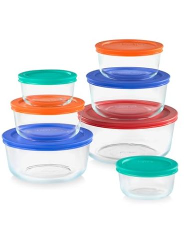 Pyrex Simply Store (7-Pack) Glass Food Storage Containers Set, (1, 2, 4 & 7 Cup) Meal Prep Containers With BPA-Free Lids, Dishwasher & Microwave Safe