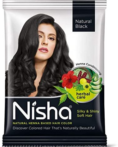 Nisha Natural Henna Based Hair Color (Natural Black) 10GM Pack of 10