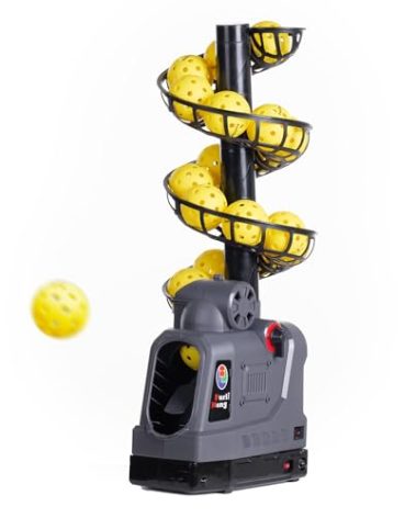 681PBH Pickleball Machine with Auto Swing, 3 Angles & 4 Speeds Adjustable, Portable Pickleball Launcher for Indoors & Outdoors Practice, Powered by Power Bank/Batteries/AC Power, for Beginners