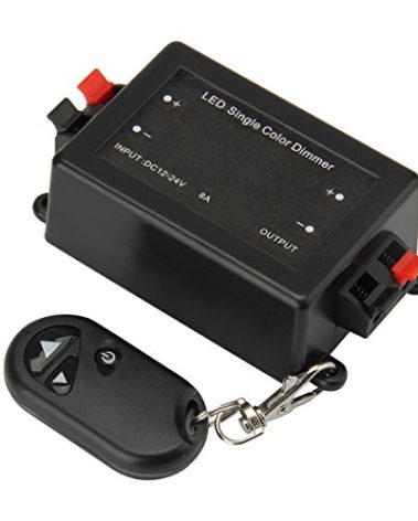 BZONE DC 12-24V LED Single Color Light Strip Wireless RF Remote Controller Dimmer for SMD 5050 3528 Single Color LED Strip Light Rope Lights, Black