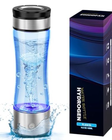 ZIHUOFAN Hydrogen Water Bottle, 1600PPB Portable Hydrogen Water Bottle Generator. Newly Upgraded Hydrogen-Oxygen Separation Technology Allows for Higher Hydrogen Concentration. Suitable for Daily Use