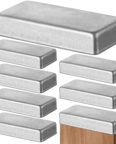 Yaocom 8 Pcs 2 x 4 Inches Galvanized Fence Post Caps for True 1-1/2" x 3-1/2" Wood Post End Cap Steel Covers for Decks Corridors Mailbox Gardens Terraces Yards (Silver)