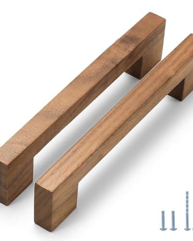 Evionlin Walnut Square 7-1/2in 4 pcs Wooden Drawer Pulls Handle pulls for cabinets Kitchen Cabinet Drawer pulls Cabinet Door Pull