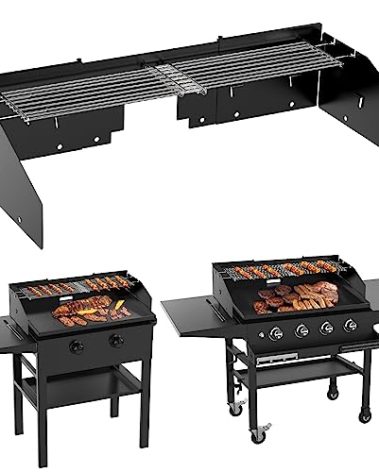 Universal Wind Guard and Warming Rack Set for Griddle From 28" to 36" without a Hood, Wind Screen and Cooking Grid Grill Accessories for Blackstone 36" and other Griddle with Rear Grease