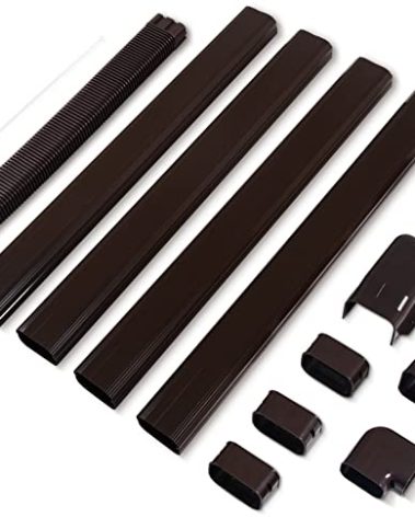 LyPrem 17Ft Mini Split Line Set Cover 5" PVC Line Cover Kit for Mini Split and Central Air Conditioner & Heat Pump(Brown)