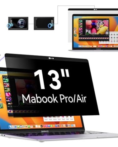 Privacy Screen MacBook Pro 13 Inch(2016-2022, M1, M2)/MacBook Air 13 in (2018-2021, M1), Magnetic Removable Anti Glare Blue Light Filter with Camera Cover,Anti Spy Laptop Screen Protector for Mac 13In