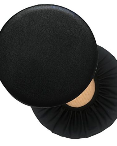 Sigmat 2 Pack Waterproof PU Bar Stool Cover Anti-Slip Round Seat Cover 15.5 Inch Black