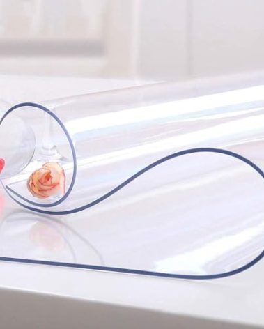 NECAUX Custom Multisize 1.5mm Thick Clear PVC Table Cover Protector - 40 x 68 Inch Plastic Table Pad Rectangular Tablecloth Kitchen Wood Furniture Protective Cover