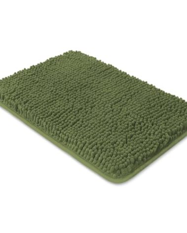 Yeaban Small Bathroom Rugs 12"x18" – Thick Chenille Bath Mats | Absorbent and Washable Bath Rug Non-Slip, Plush and Soft Rugs for Bathroom, Shower(Sage)