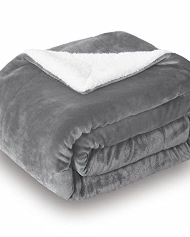 SOCHOW Sherpa Fleece Throw Blanket, Double-Sided Super Soft Luxurious Plush Blanket Queen Size 90 inchx90 inch, Grey