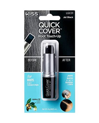 RED by Kiss Quick Cover Root Touch Up Stick, Water-Resistant Temporary Gray Hair Concealer with Brush for Roots and Beard, Long-Lasting Coverage, Easy Application (1 Pack, Jet Black)