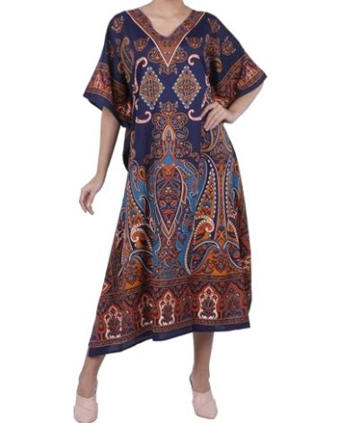 Miss Lavish London Women Kaftan Tunic Kimono Free Size Long Maxi Party Dress for Loungewear Holidays Nightwear Dresses - One Size, 104-Blue