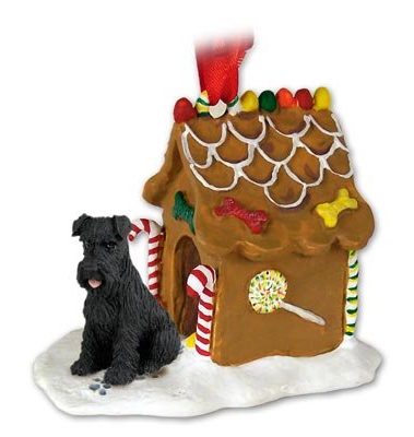 Black Schnauzer Gingerbread House Christmas Ornament New