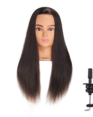 Hairingrid Mannequin Head 24"-26"100% Human Hair Hairdresser Cosmetology Mannequin Manikin Training Head Hair and Free Clamp Holder (R71906LB0218H)