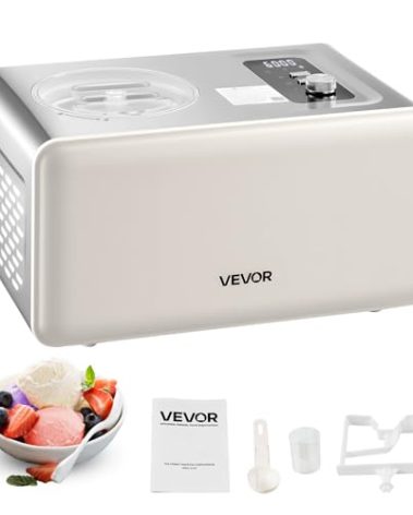 VEVOR Automatic Ice Cream Maker with Built-in Compressor, 2 Quart No Pre-freezing Gelato Maker, Electric Sorbet-Maker, 3 Modes Compressor Ice Cream Machine for Home Kitchen