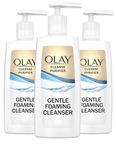 Olay Face Cleanser, Gentle Foaming Face Wash for Sensitive Skin - Fragrance-Free, Oil-Less, Soap-Free, Glycerin-Based Formula, Daily Cleansing without Irritation, 6.7 Oz - 3 Pack