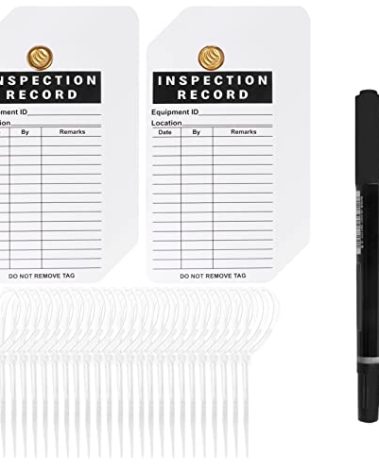 Lionshop Inspection Record Tags for Equipment, Daily Inspection Safety Record Label Tags with Cable Ties for Equipment, Maintenance, Service, Office, 5.75"x 3", Pack of 25