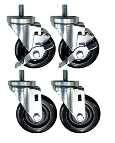 4" Caster Set | SES Brand Set of 4 | Compatible with True Refrigerator Part 830277 | 4 Swivels (2 with Brakes)