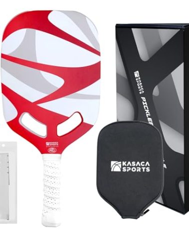 KASACA Premium Pickleball Paddle T700 Carbon Fiber, 16mm Thickness, Air Open Throat, Enhanced Spin & Control, Edgeless Design with Edge Tape, Durable & USAPA Approved (Aero Swift Red 2.0)
