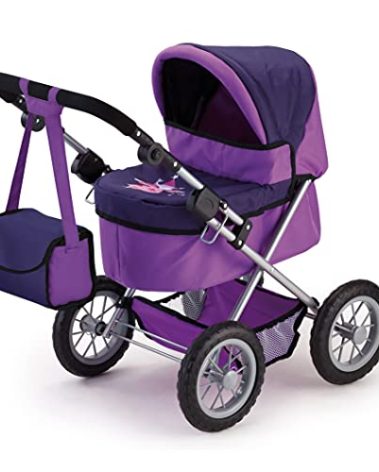 Bayer Designs: Doll Pram for Dolls up to 18", Stroller for Doll, Easily Foldable for Transporation, Adjustable Handle, Bag Included