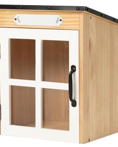 fuyao Outdoor Book Sharing Box: Natural Wood Library with Reinforced Waterproof Roof, DIY Book Sharing Storage Box for Outside Neighborhoods Community Schools (Wood Sloped Roof)