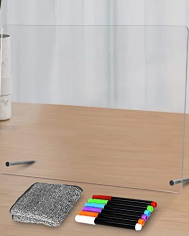 Acrylic Dry Erase Board to Do List Desktop Clear Memo Note Board, 9x13 Tabletop Whiteboard with Stand for Office, Home, School, Includes 6 Dry Erase Markers