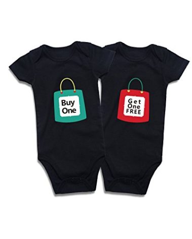 DEFAHN Funny Twins Baby Bodysuits Boys Girls Rompers 2 Pack Twin Matching Clothes Outfits for Newborn Infant (Black 01, 3-6 months)