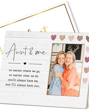Patcate Aunt & Me 4x6 Picture Frame - Wooden Wall & Tabletop Decoration - Aunt Gifts From Nephew - Birthday &