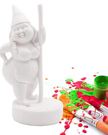 Dnoifne Paint Your Own Garden Gnome Statues, Unpainted Pole Dancing Gnome Statue, Unpainted DIY Gnome Figurines, Funny Outdoor Gnome Figure, Dancing Lady Gnome Statue(6.7"/17 cm)
