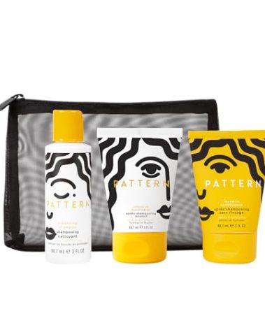 PATTERN Beauty by Tracee Ellis Ross Texture Travel Kit for Curly & Coily Hair, 3a-4c, Includes 3 oz Leave-In Conditioner, Intensive Conditioner, Cleansing Shampoo
