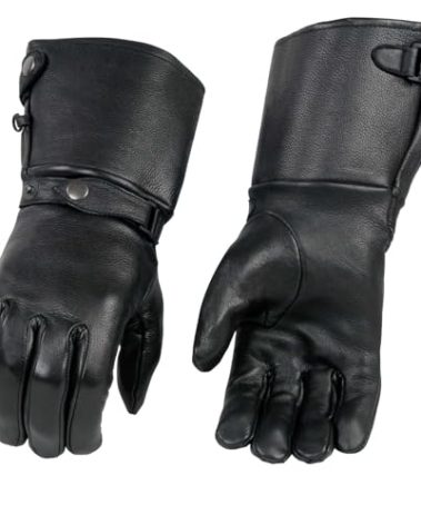Milwaukee Leather SH857 Men's Black Deerskin Thermal Lined Gauntlet Gloves (X-Large)