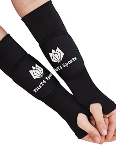 FitsT4 Sports Volleyball Arm Sleeves for Girls Youth Passing Forearm Sleeves w Protection Pads & Thumbhole UPF 50 Non-Slip Gloves