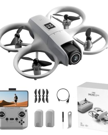 Drone with HD Camera for Adults, 360° Rolling Intelligent Obstacle Avoidance One-Key Takeoff/Landing, Headless Mode 2 Batteries I1 Remote Control Drone Portable Mini Aircraft Gifts for Beginners
