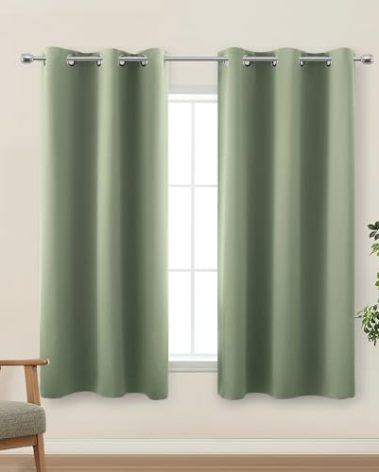 KOUFALL 54 Inch Curtains Length,Short Blackout Thermal Insulated RV Curtains for Camper Windows Bathroom,2 Panels Set,Sage Green