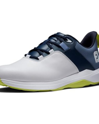 FootJoy Men's Prolite Previous Season Style Golf Shoe, White/Navy/Lime, 9
