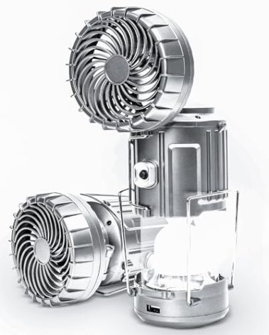 Camping Lanterns with Fan,Solar Camping Fan Charging for Phone, Rechargeable LED Lanterns Camping Fans for Tents Power Outage Hurricanes Camping Gear(Silver)