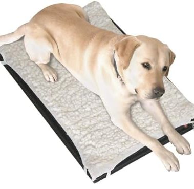 Farm Innovators HM-80M 17 x 24 Inch Plastic Heated Pet Mat with Fleece Cover and Heavy Duty Anti Chew Cord Protector for Dogs, Cats, and More, 70 Watt