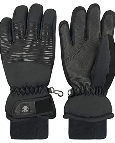 N'Ice Caps Kids Waterproof Thinsulate Warm Winter Gloves (Black Stripe, 5-6 Years)