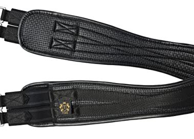 T TEKE Contoured Chafeless Girth for Horses, Airflow Waffle PVC Foam Construction with Double Side Heavy Duty Cotton Elastic and Stainless Steel Buckles (38"-56")