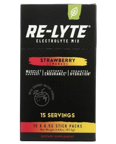 RELYTE Re-Lyte Electrolyte Drink Mix Strawberry Lemonade 15 Servings Packets 3.44 oz.
