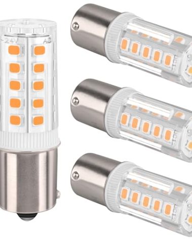 HRYSPN 4PCS BA15S LED bulb p21w 12V 24V, 1141 LED Bulb Bayonet Single Contact Base for RV Camper Trailer Boat Trunk Interior Lights, Warm White 3000K