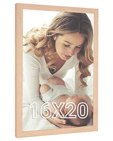 JDZIVTOP 16x20 Frame Natural, 20x16 Picture Poster Frame, Horizontal Vertical Hanging, 16 by 20 Gallery Family Concert Portrait Photo Frame Anniversary/Birthday/Wedding/Thank you/Christmas Gift