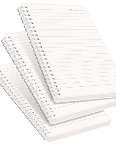 RETTACY Spiral College Ruled Notebook, 3-Pack, 160 Pages per Pack, A5 Medium Size (5.7" x 8.3"), for School, Work, Writing, Journaling, 100 GSM Thick Paper, Flexible Plastic Cover