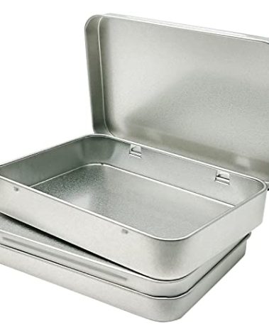Hulless 12 Pcs Metal Hinged Tin Box Container Mini Portable Small Storage Container Kit Tin Box Container, Home Storage 4.5x3.3x0.9 Inch