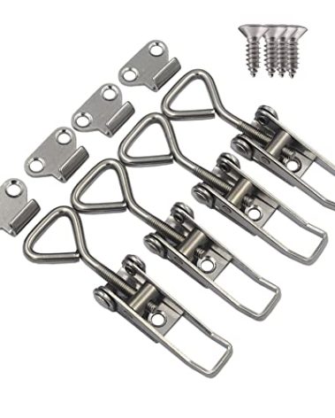 DGOL 4 packs 304 Stainless Steel Toggle Latch Clamps Loading Limit 260 lbs Fast Lock Hasp with 18 pcs 304 Stainless Steel Install Screws