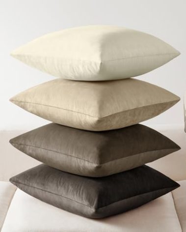 Softalker Throw Pillow Covers Set of 4, Velvet Soft Solid Colors Pillow Covers 18x18 Inch, Decorative Cushion Pillow Case for Couch Sofa Bedroom Living Room(Brown/Grey)